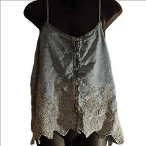 Abercrombie & Fitch Blue Embroidered Camisole Top. Size Large.